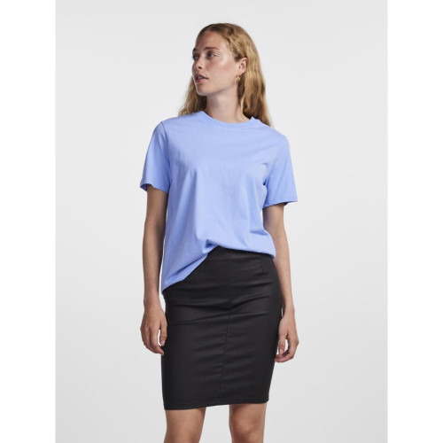 Pieces - T-shirt regular fit manches courtes bleu - T-shirt manches courtes femme