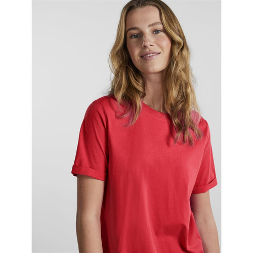 T-shirt regular fit manches courtes rouge Pieces