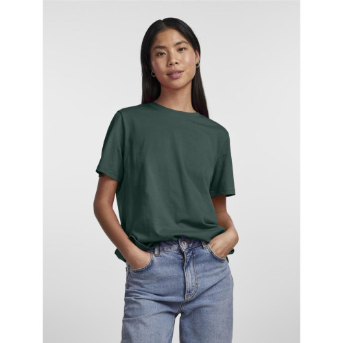 Pieces - T-shirt regular fit manches courtes vert - T-shirt femme
