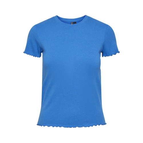 Pieces - T-shirt slim fit manches courtes bleu - T-shirt manches courtes femme