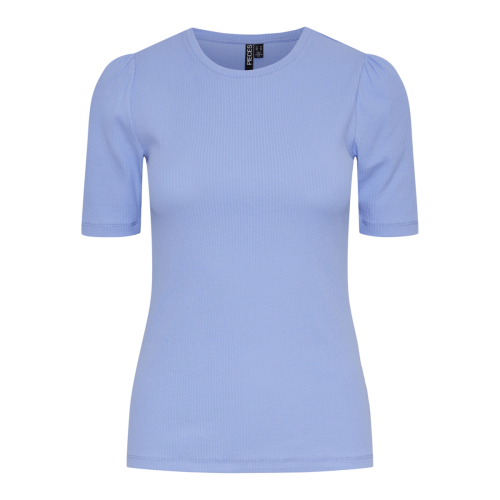 Pieces - T-shirt slim fit manches courtes bleu - T-shirt manches courtes femme