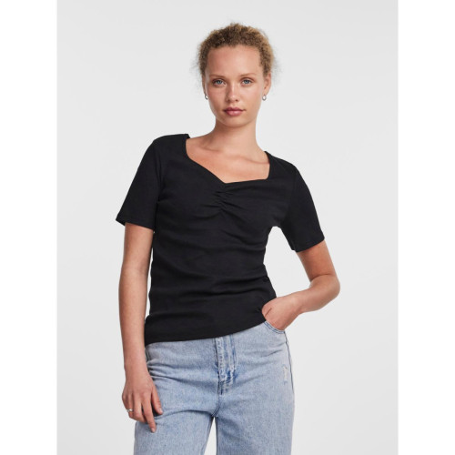 Pieces - T-shirt slim fit manches courtes noir - T-shirt femme