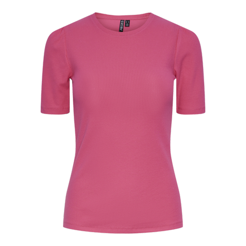 Pieces - T-shirt slim fit manches courtes rose - boutique rose