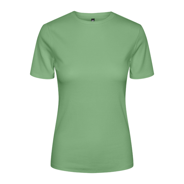 T-shirt slim fit manches courtes vert en coton Pieces Mode femme