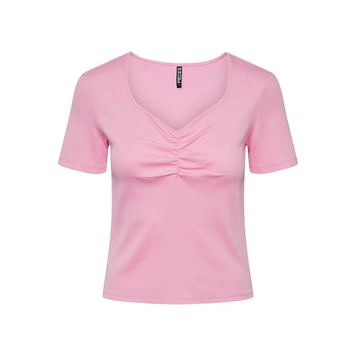 Pieces - T-shirt slim fit manches courtes Violet en coton Page - T-shirt femme