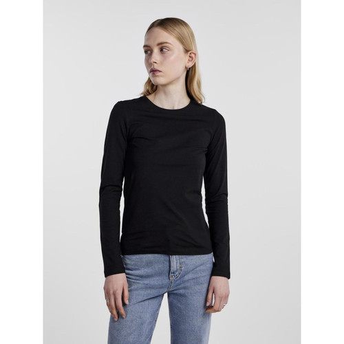 Pieces - T-shirt slim fit manches longues noir Lina - Toute la Mode femme chez 3 SUISSES
