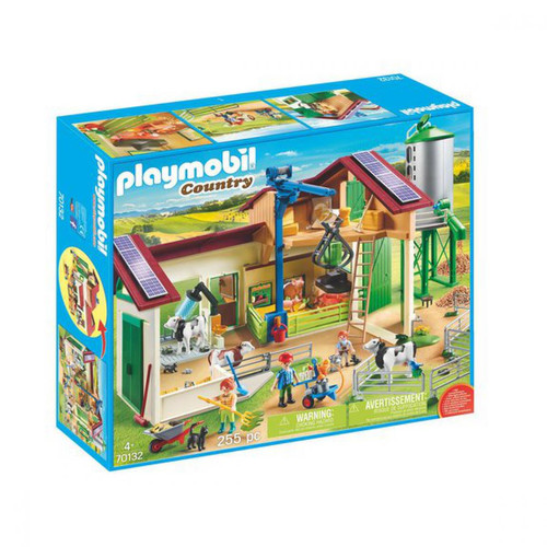Playmobil - Grande ferme avec silo et animaux Playmobil Country 70132 - Jouet