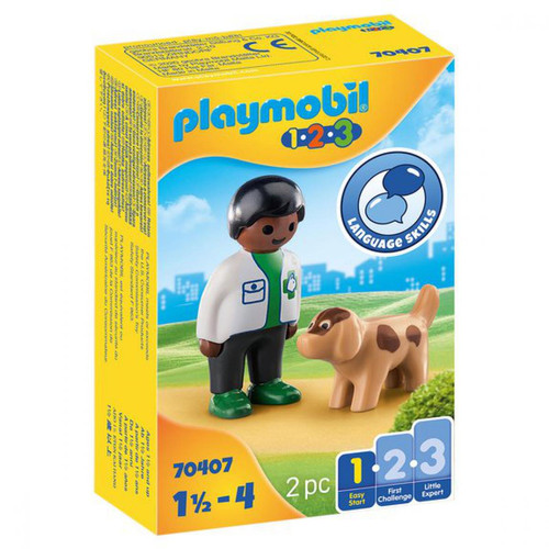 Playmobil - Playmobil 1.2.3 Vétérinaire avec Chien 70407 - Playmobil