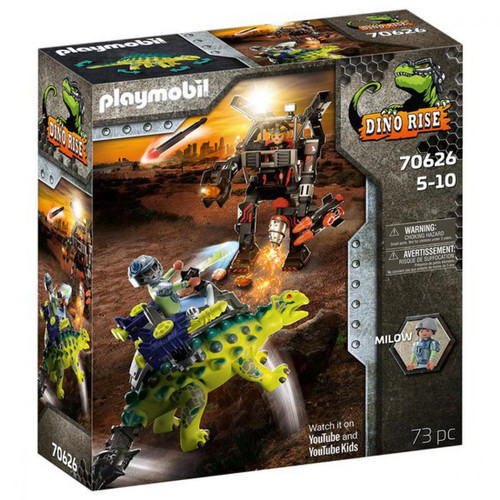 Playmobil - Saichania et Robot soldat Playmobil Dino Rise 70626 - Jeux de construction