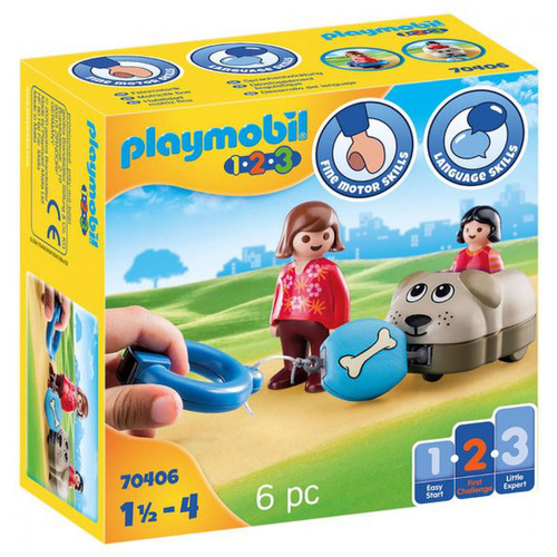 Playmobil - Wagon chien Playmobil 1.2.3 70406 - Jeux de construction