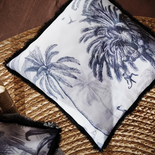POTIRON PARIS - Coussin carré imprimé tropical Palmiers  - Promos Déco textile