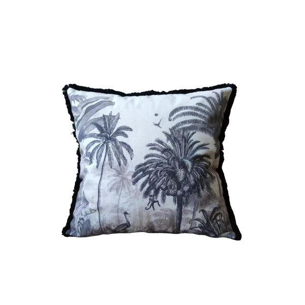 Coussin carré imprimé tropical Palmiers multicolore déhoussable avec rembourrage mousse POTIRON PARIS
