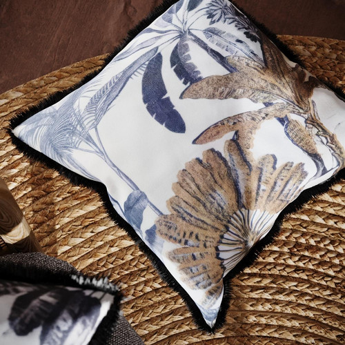 POTIRON PARIS - Coussin motif palmier bicolore déhoussable - Promos Déco textile