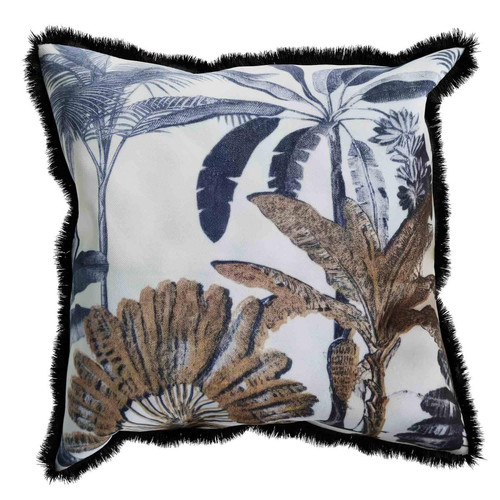 Coussin motif palmier bicolore déhoussable Kobé avec rembourrage en mousse POTIRON PARIS