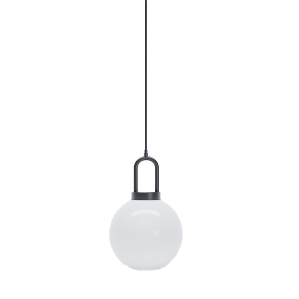 Lampe suspension vintage à globe blanc et métal noir LAFAYETTE POTIRON PARIS