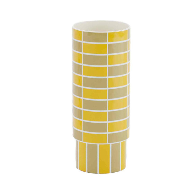 Vase tubulaire céramique motifs damiers jaune SOFIA Jaune POTIRON PARIS Meuble & Déco