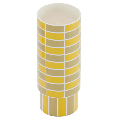 Vase tubulaire céramique motifs damiers jaune SOFIA POTIRON PARIS