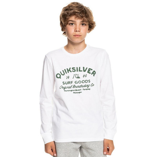 Quiksilver - Tee-shirt garçon Imprimé à Manches Longues blanc - Soldes Enfants