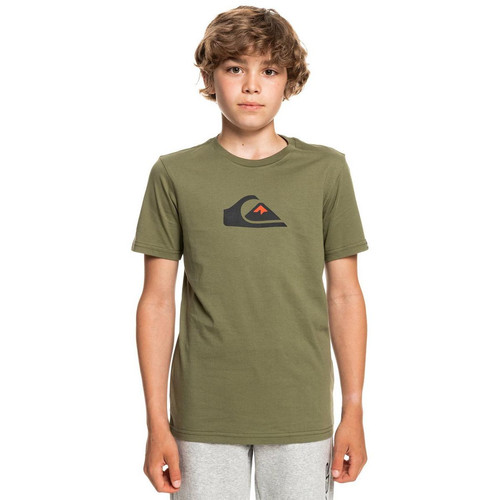 Quiksilver - Tee-shirt garçon Logo Poitrine vert olive - Soldes Enfants