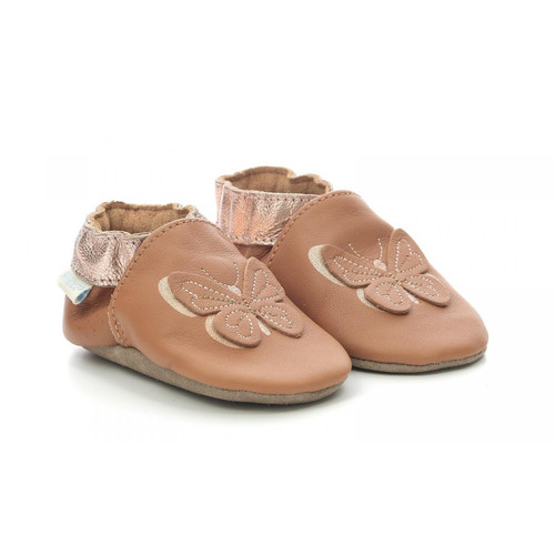 Robeez - Chausson Bebe pour Fille en cuir avec motif papillon - Chaussures fille enfant