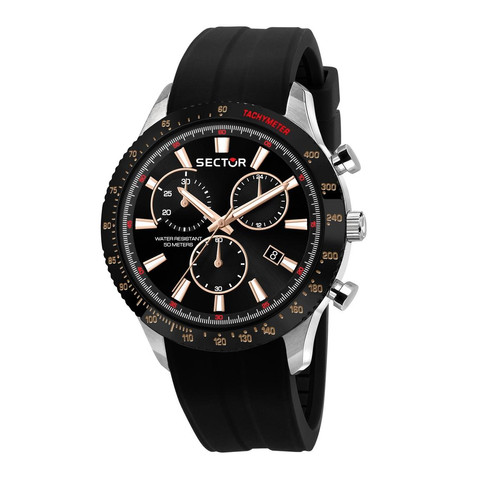 Sector - Montre pour homme 270 R3271778001 avec bracelet en silicone noir - Montre chronographe