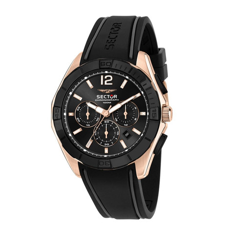 Sector - Montre pour homme 790 R3271636001 avec bracelet en silicone noir - Montre chronographe