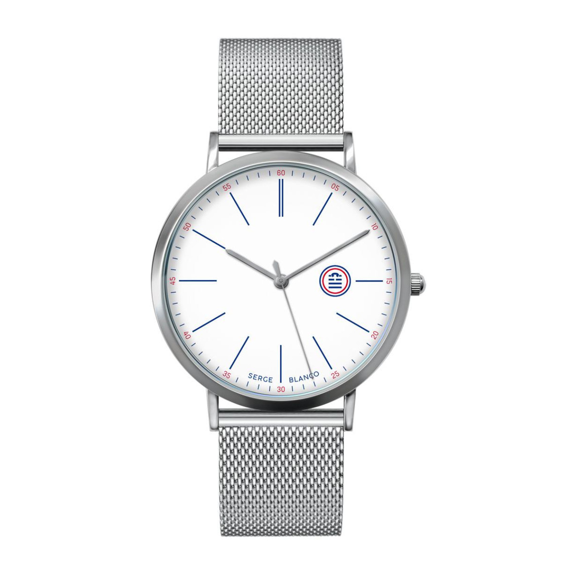 montre mixte serge blanco sb90-5 - bracelet  acier argent