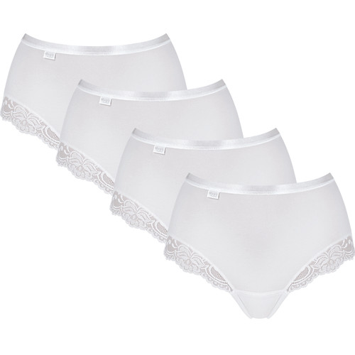 Lot de 4 culottes hautes - Blanc sloggi Romance Maxi 4SP/FR WHITE en coton Culottes, slips