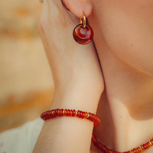 Boucles d'oreilles Blima en pierres Agate rouge Sloya