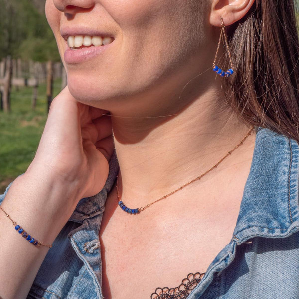 Boucles oreilles Sloya Piana en pierres Lapis-lazuli Sloya