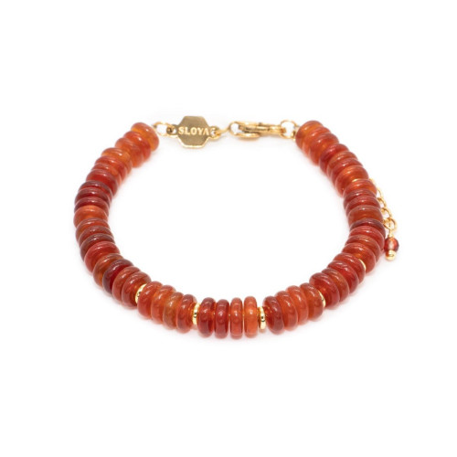 Sloya - Bracelet Blima en pierres Agate rouge - Sloya Bijoux