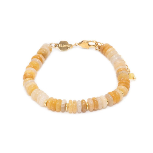 Sloya - Bracelet Blima en pierres Jade jaune - Bijoux femme