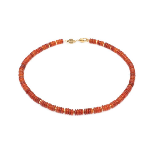 Sloya - Collier Blima en pierres Agate rouge - Montres et Bijoux Femme