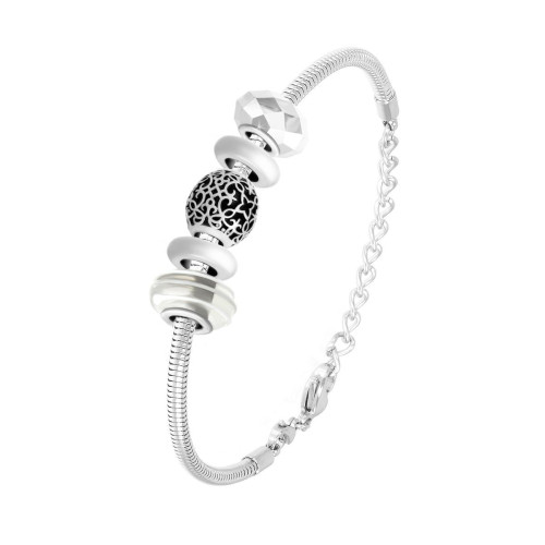 So Charm Bijoux - Bracelet Charmes perles blancs et acier - So Charm - Sélection cadeau de Noël pour femme