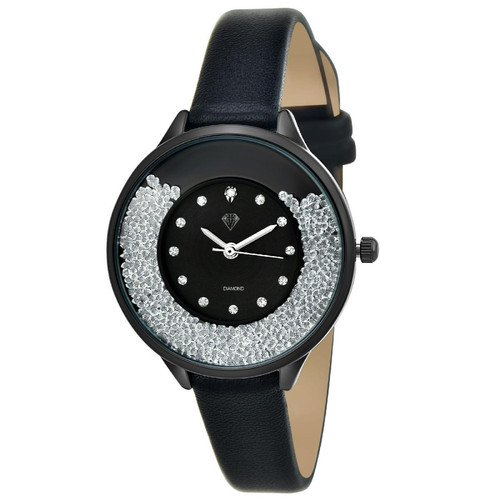 So Charm Montres - Montre femme MF459-DIAMANT-NOIR - Bracelet en Cuir Noir - Toutes les montres