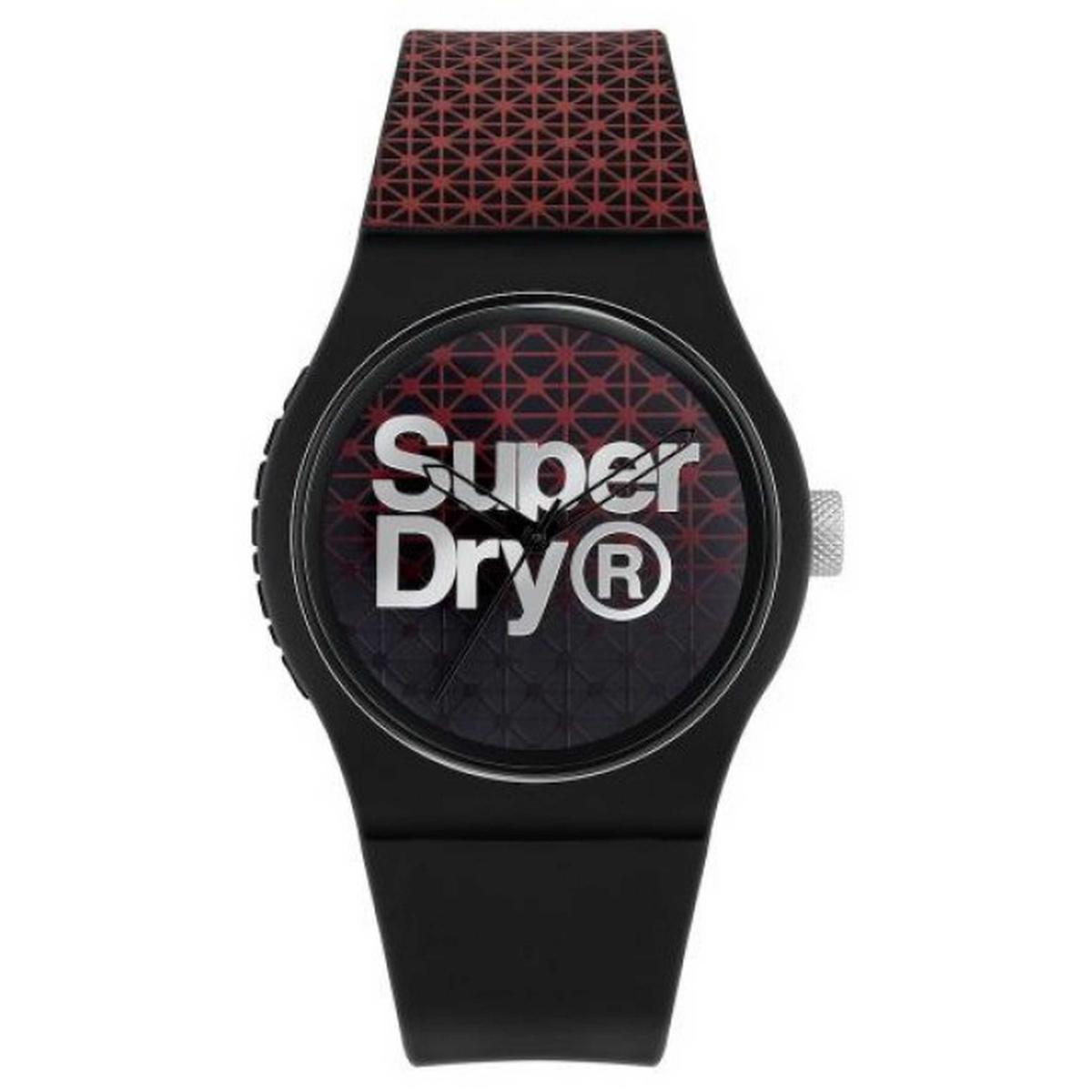Montre Superdry SYG268R - Urban Geo Sport Boitier rond en plastique noir Cadran motifs dégradé noir et rouge Bracelet en silicone motifs dégradé noir et rouge