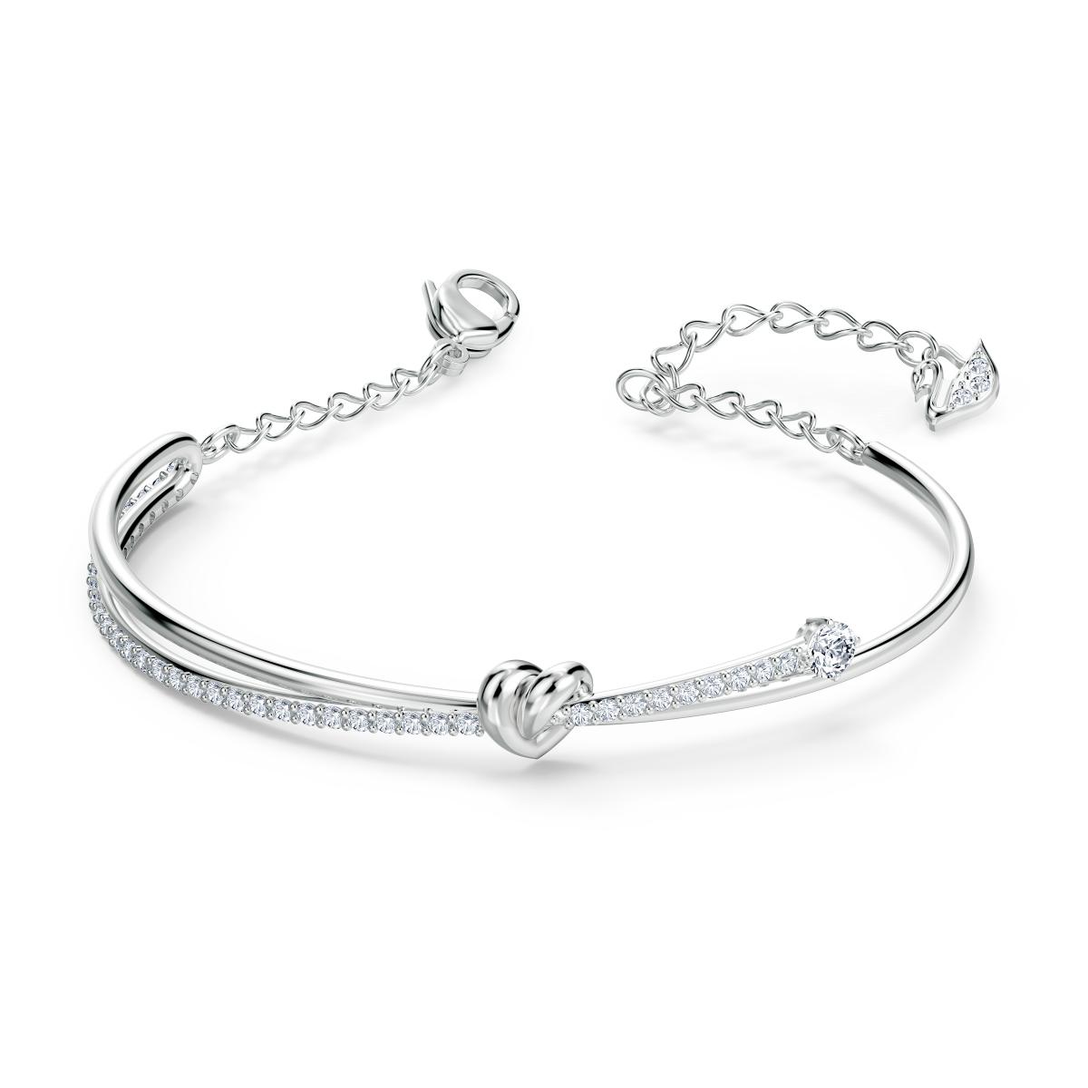 Bracelet Swarovski 5517944 - Bracelet métal rhodié blanc mini cœur Femme