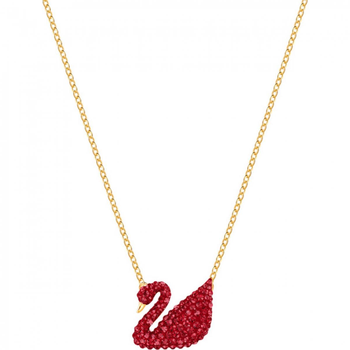 Collier et pendentif Swarovski 5465400 - Iconic swan, rouge, métal doré  Femme