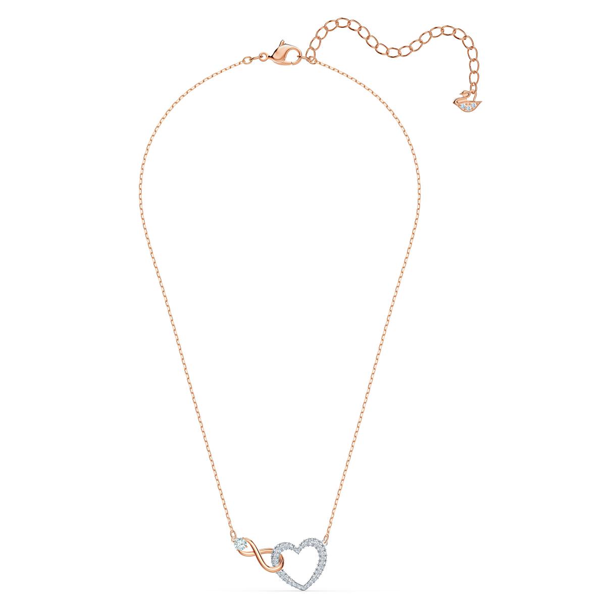 Collier Swarovski 5518865 - Collier or doré et argenté pendentif cœur  infini Femme