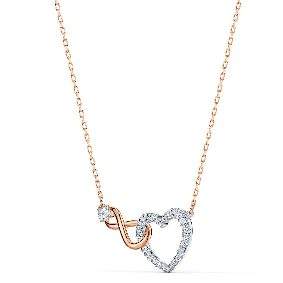 Collier Swarovski 5518865 - Collier or doré et argenté pendentif cœur  infini Femme