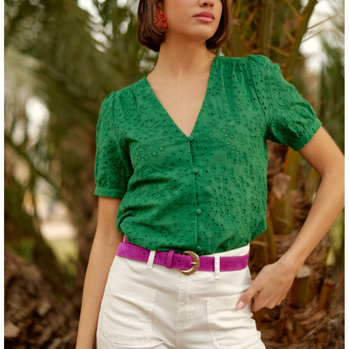 La Petite Etoile - Top TARAH vert - Blouses manches courtes femme coton