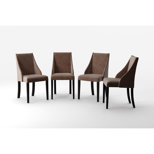 Ted Lapidus Home - Lot De 4 Chaises ABSOLU Taupe Pieds En Bois Noir - Ted Lapidus Home - Chaise