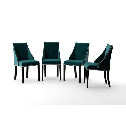 Ted Lapidus Home - Lot De 4 Chaises PATCHOULI Bleu Pétrole  - Soldes chaises, tabourets, bancs