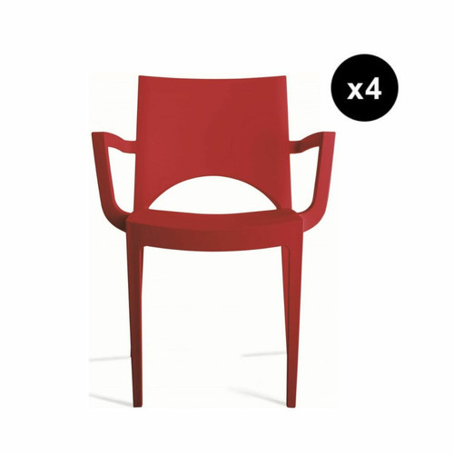 3S. x Home - Lot De 4 Chaises  Design Rouge PALERMO - Chaise Et Tabouret Et Banc Design