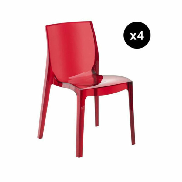 Lot De 4 Chaises Design Rouge Transparent Lady Transparent 3S. x Home Meuble & Déco