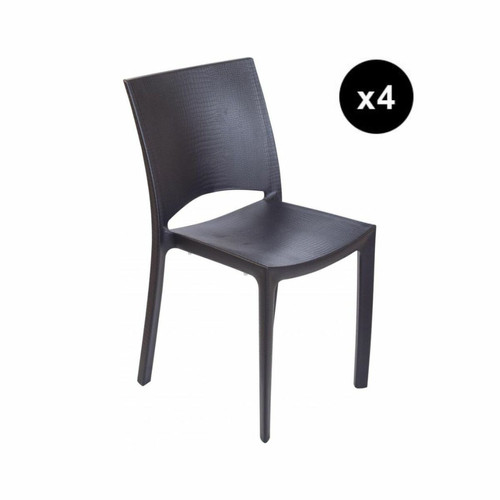 3S. x Home - Lot De 4 Chaises Design Anthracite Effet Croco Arlequin - Chaise Design