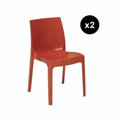 3S. x Home - Lot De 2 Chaises Design Rouge Laquee Lady - Chaise Et Tabouret Et Banc Design