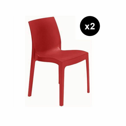 3S. x Home - Lot De 2 Chaises Design Rouge Istanbul - Chaise Et Tabouret Et Banc Design