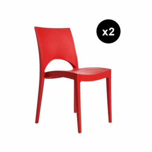 3S. x Home - Lot De 2 Chaises Design Rouge Venise - Chaise Et Tabouret Et Banc Design