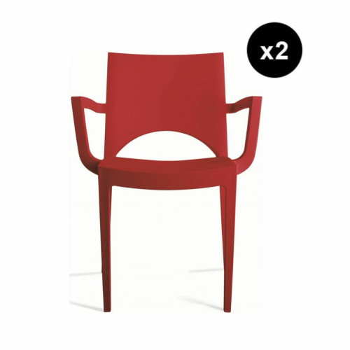 3S. x Home - Lot De 2 Chaises Design Rouge PALERMO - La Salle A Manger Design